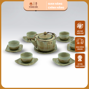 Bộ ấm chén ba chân trắng