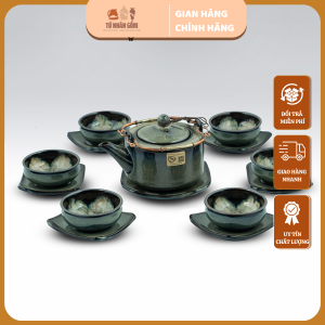 Bộ ấm chén ba chân xám hoa